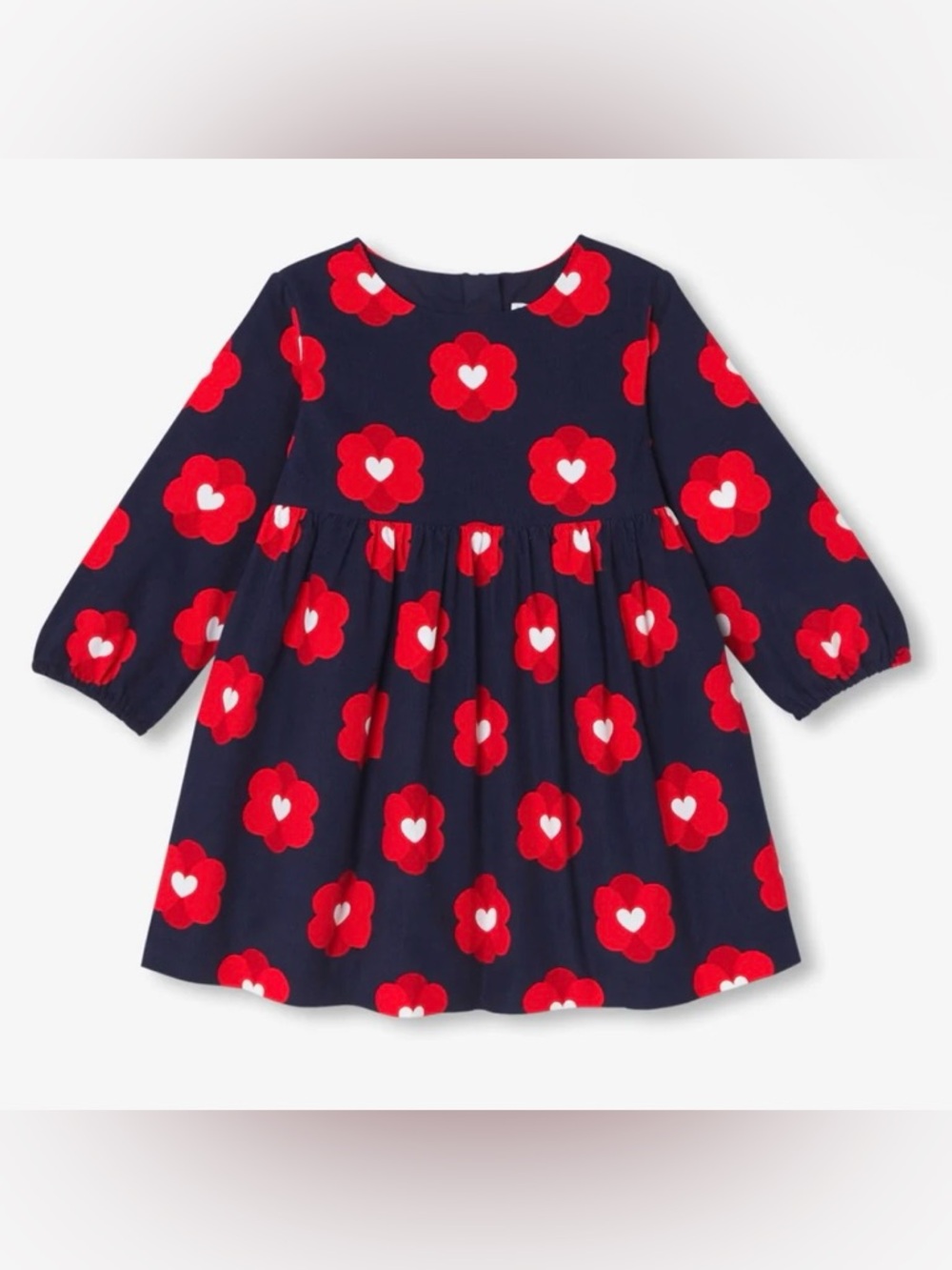 Jacadi Baby Girl Navy Corduroy Pop Floral Motif Dress - Marine/Multico - Size 6M - Picture 8 of 12